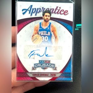 Furkan korkmaz panini crusade apprentice rookie autograph card